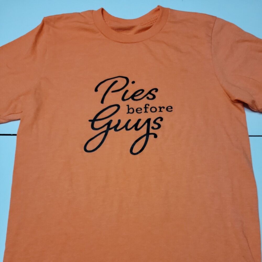 Bella + Canvas Women S Graphic T-Shirt Heathered Orange Pies Before Guys Holiday - Picture 5 of 12